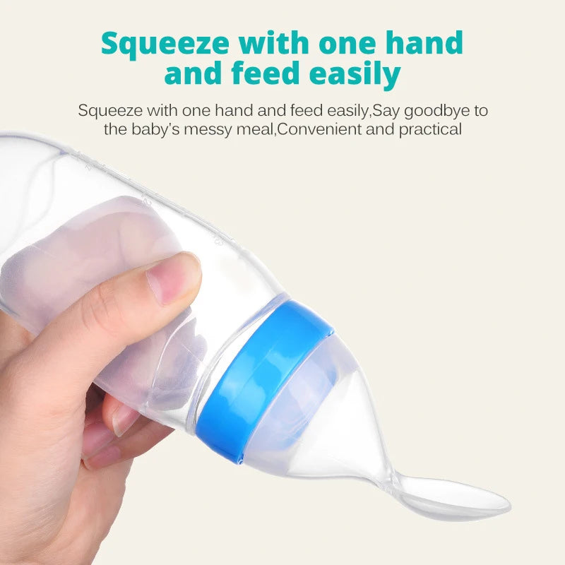 Baby Squeeze Bottle with Spoon – Milk & Cereal Feeder