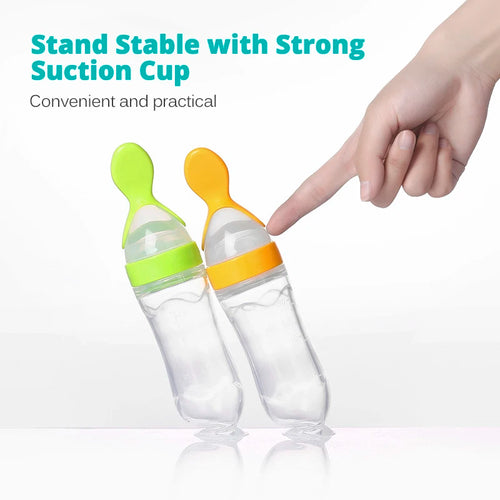 Baby Squeeze Bottle with Spoon – Milk & Cereal Feeder