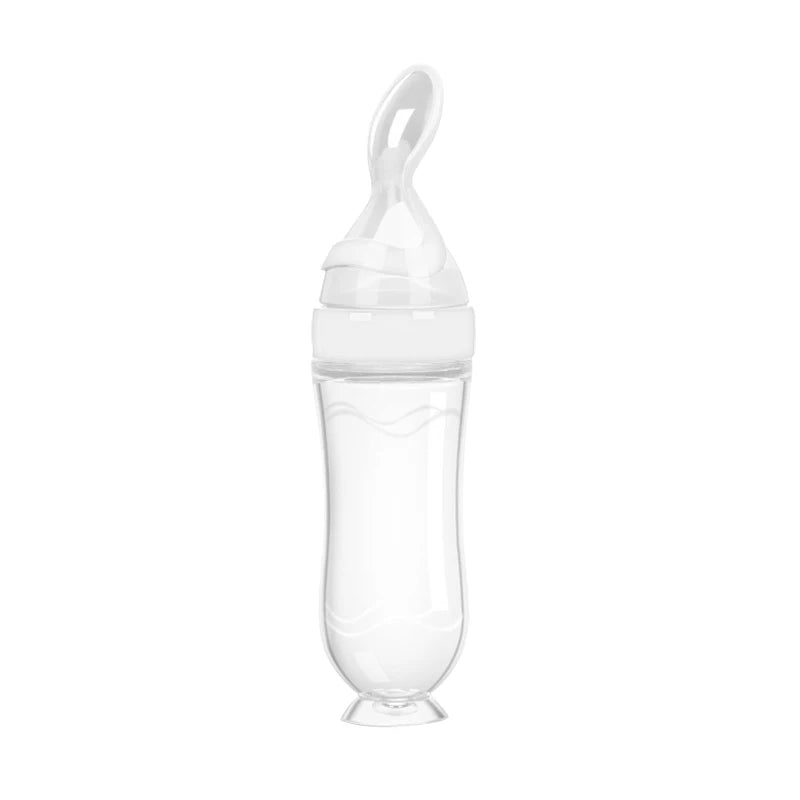 Baby Squeeze Bottle with Spoon – Milk & Cereal Feeder