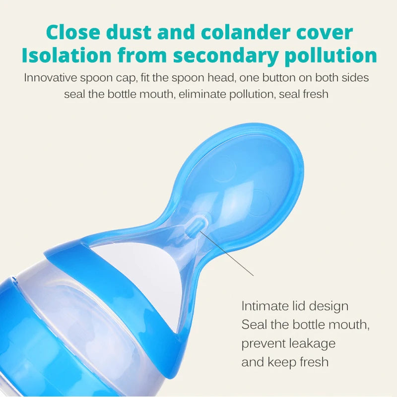 Baby Squeeze Bottle with Spoon – Milk & Cereal Feeder