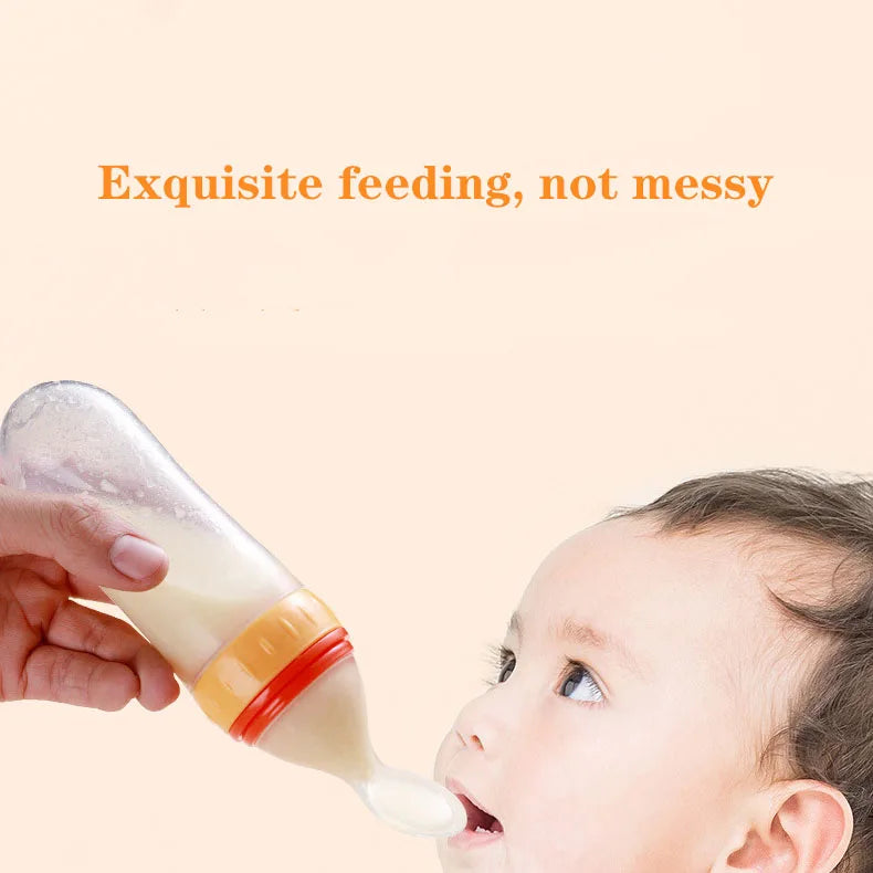 Baby Squeeze Bottle with Spoon – Milk & Cereal Feeder