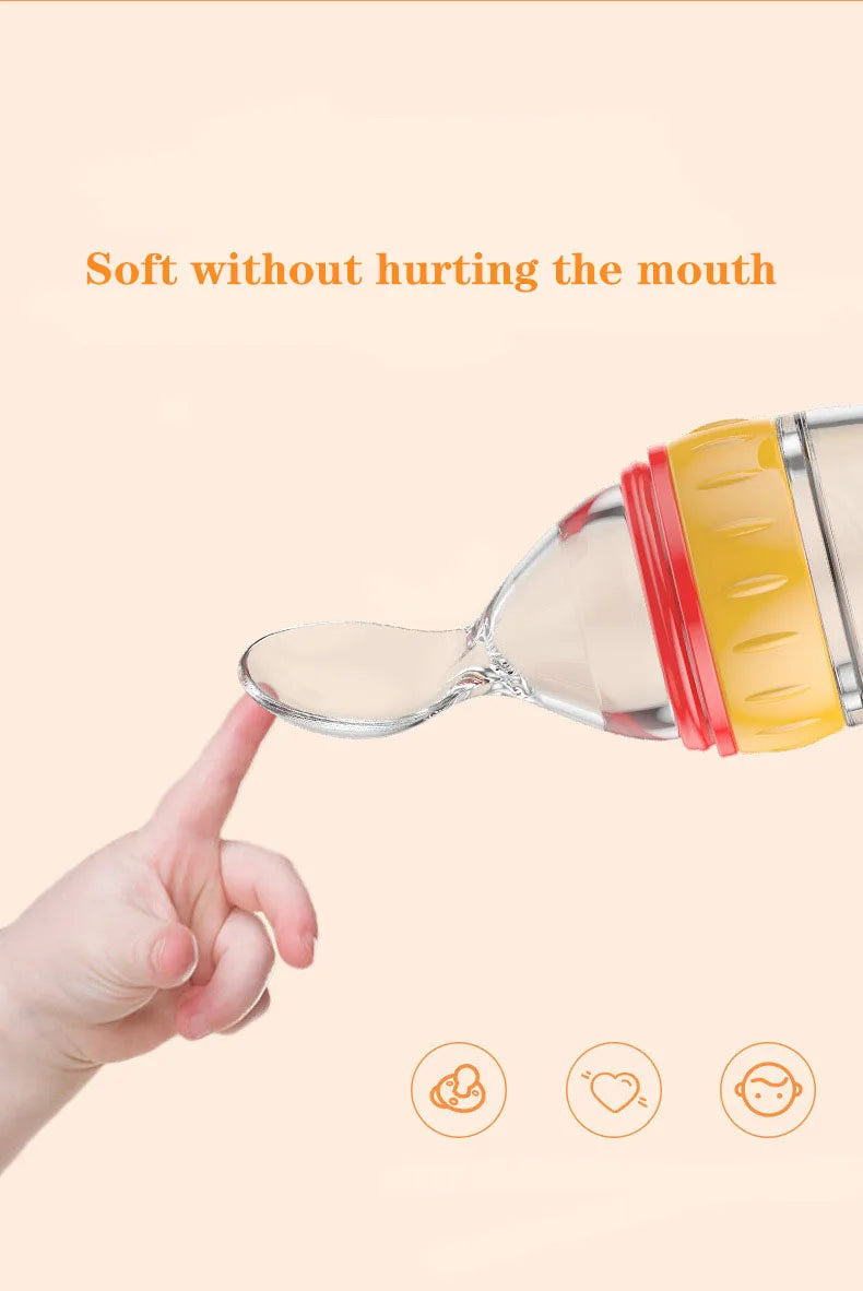 Baby Squeeze Bottle with Spoon – Milk & Cereal Feeder