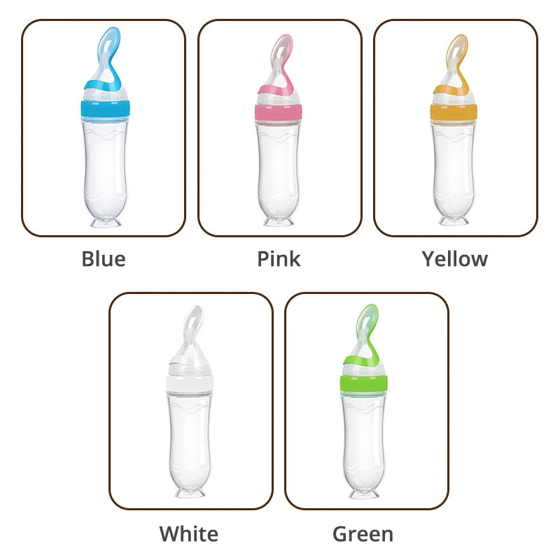 Baby Squeeze Bottle with Spoon – Milk & Cereal Feeder