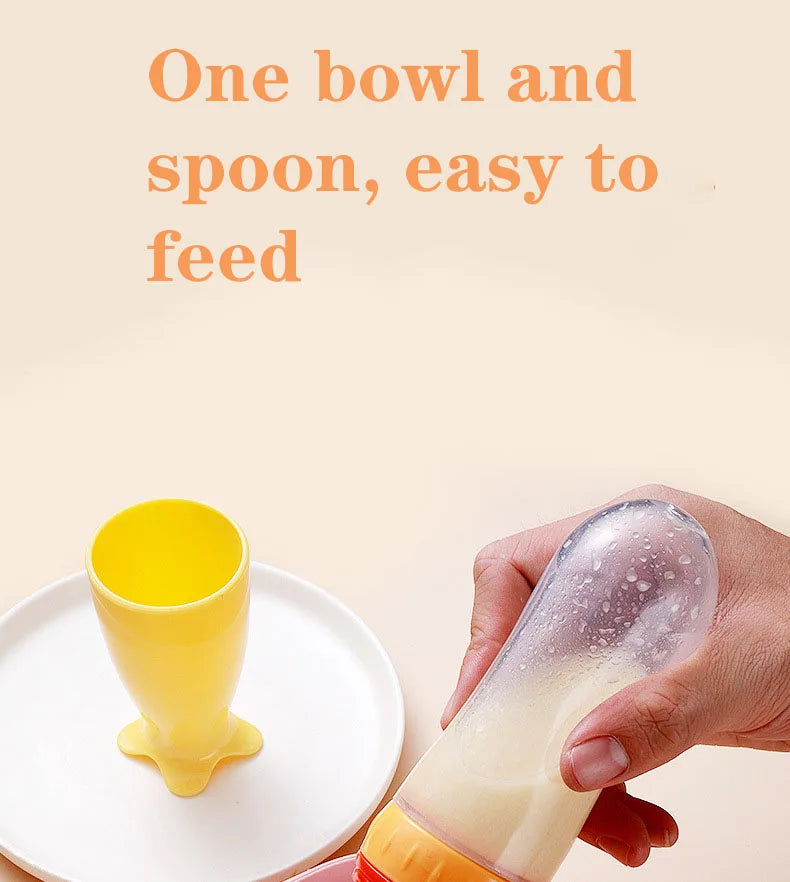 Baby Squeeze Bottle with Spoon – Milk & Cereal Feeder