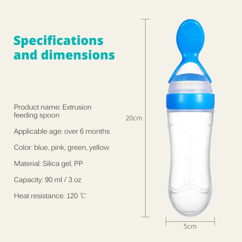 Baby Squeeze Bottle with Spoon – Milk & Cereal Feeder