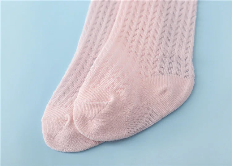 Non-Slip Baby Girl Bow Knee Socks – Cotton (0–2T)