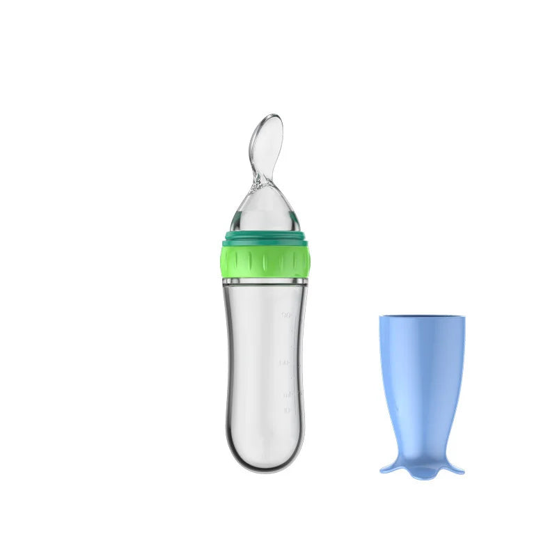 Baby Squeeze Bottle with Spoon – Milk & Cereal Feeder