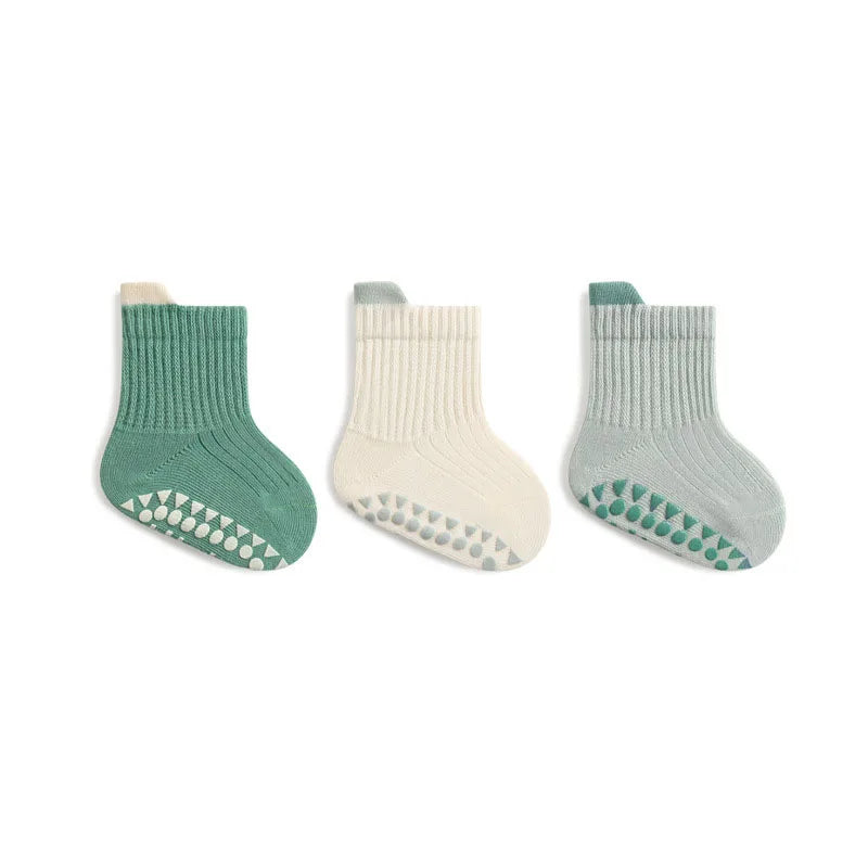 Pair Cute Kids Cotton Socks with Non-Slip Grip