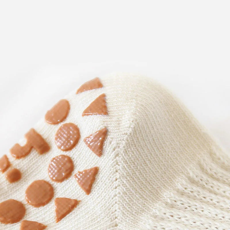Pair Cute Kids Cotton Socks with Non-Slip Grip