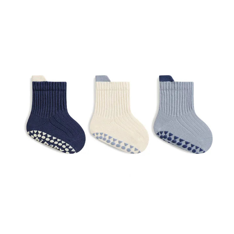Pair Cute Kids Cotton Socks with Non-Slip Grip