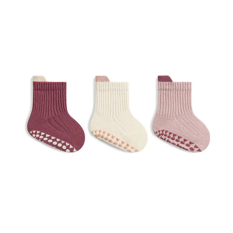 Pair Cute Kids Cotton Socks with Non-Slip Grip