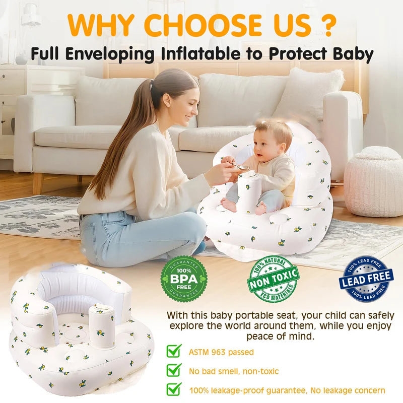 Inflatable Baby Seat – Air Pump Toddler Sofa for Sitting & Feeding