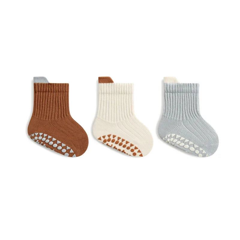 Pair Cute Kids Cotton Socks with Non-Slip Grip