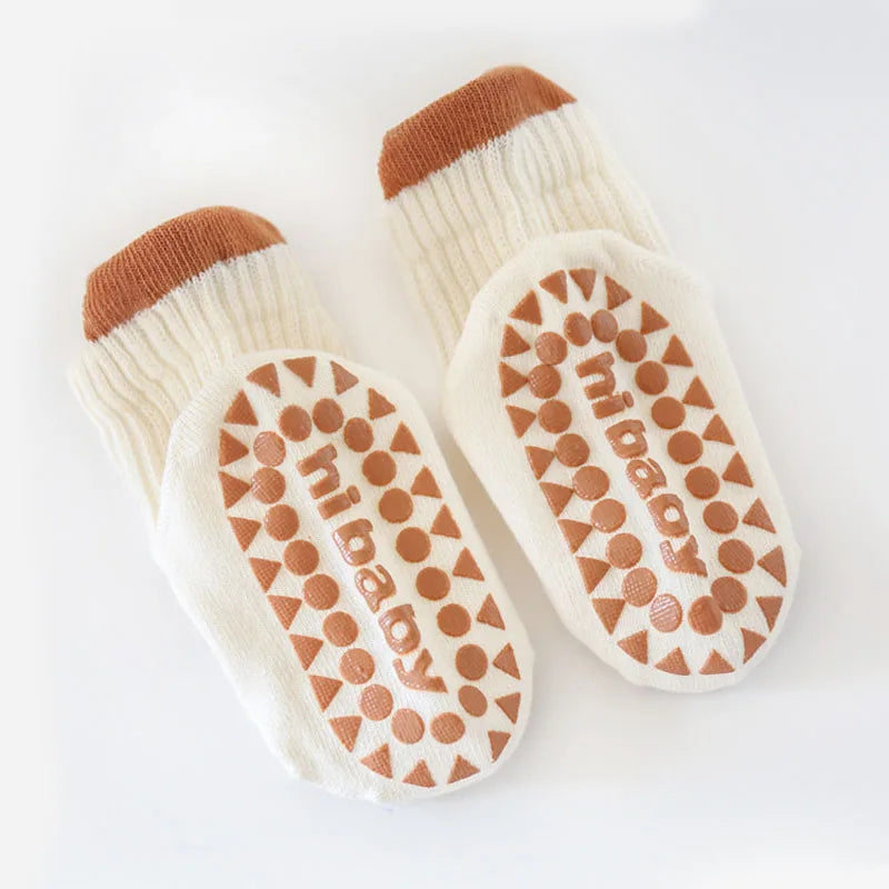 Pair Cute Kids Cotton Socks with Non-Slip Grip