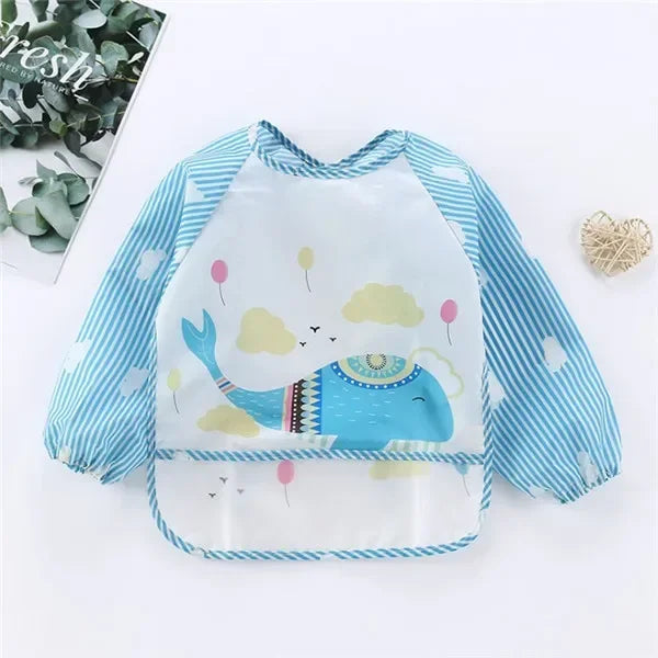 Waterproof Baby Art Smock & Feeding Bib – Long Sleeve Toddler Apron with Pocket