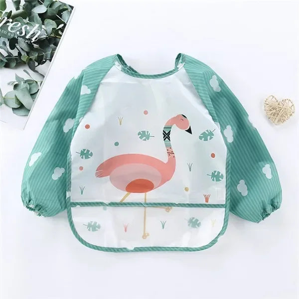 Waterproof Baby Art Smock & Feeding Bib – Long Sleeve Toddler Apron with Pocket