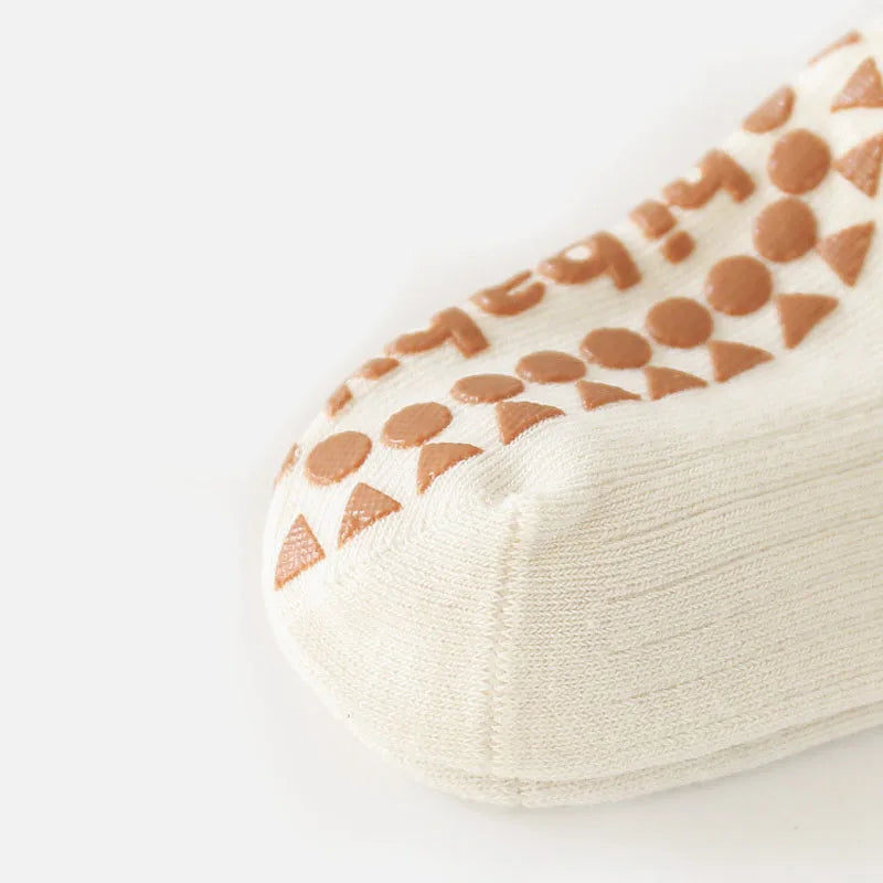 Pair Cute Kids Cotton Socks with Non-Slip Grip