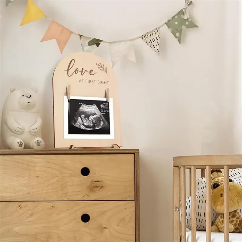 Wooden Double-Sided Ultrasonic Photo Frame – Pregnancy & Newborn Keepsake Gift