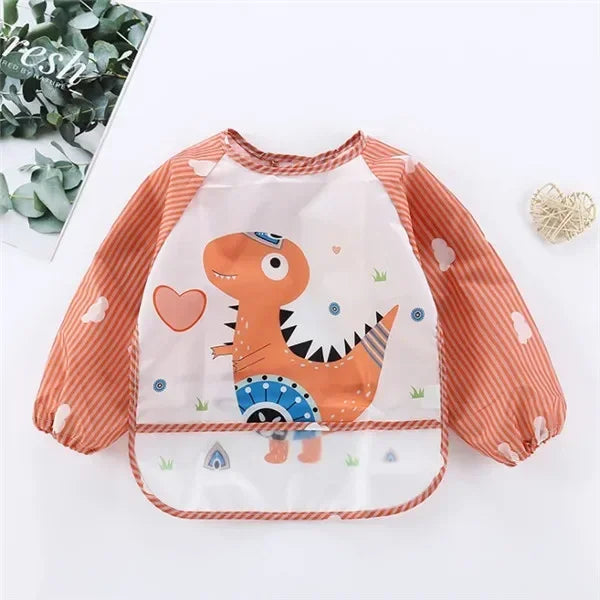Waterproof Baby Art Smock & Feeding Bib – Long Sleeve Toddler Apron with Pocket